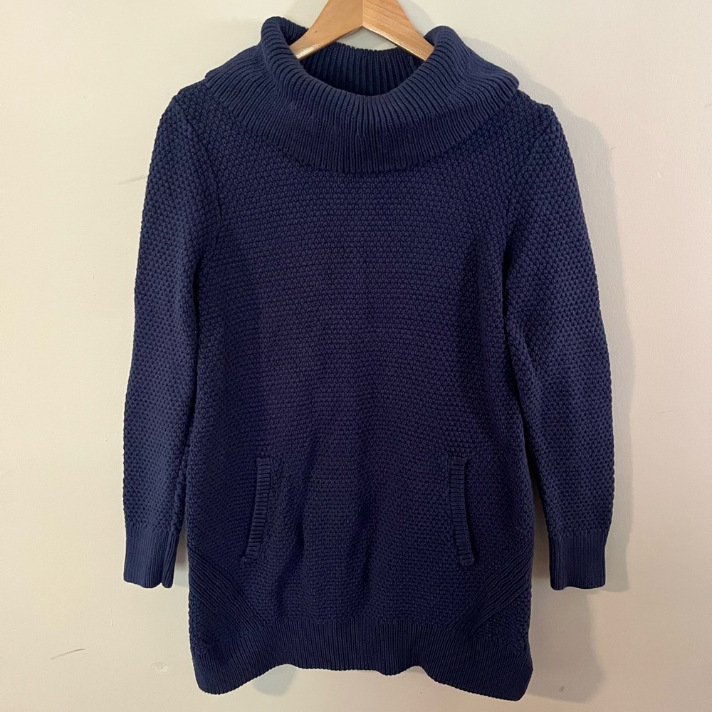 Duluth Trading Co Heritage Cowl Neck Tunic Sweater- Navy Blue size M